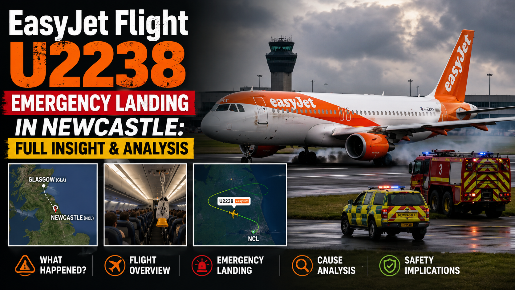 easyjet flight u2238 emergency landing newcastle